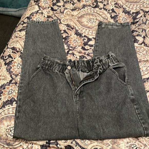 Papermoon Denim - Black grey denim paperbag high waist pant